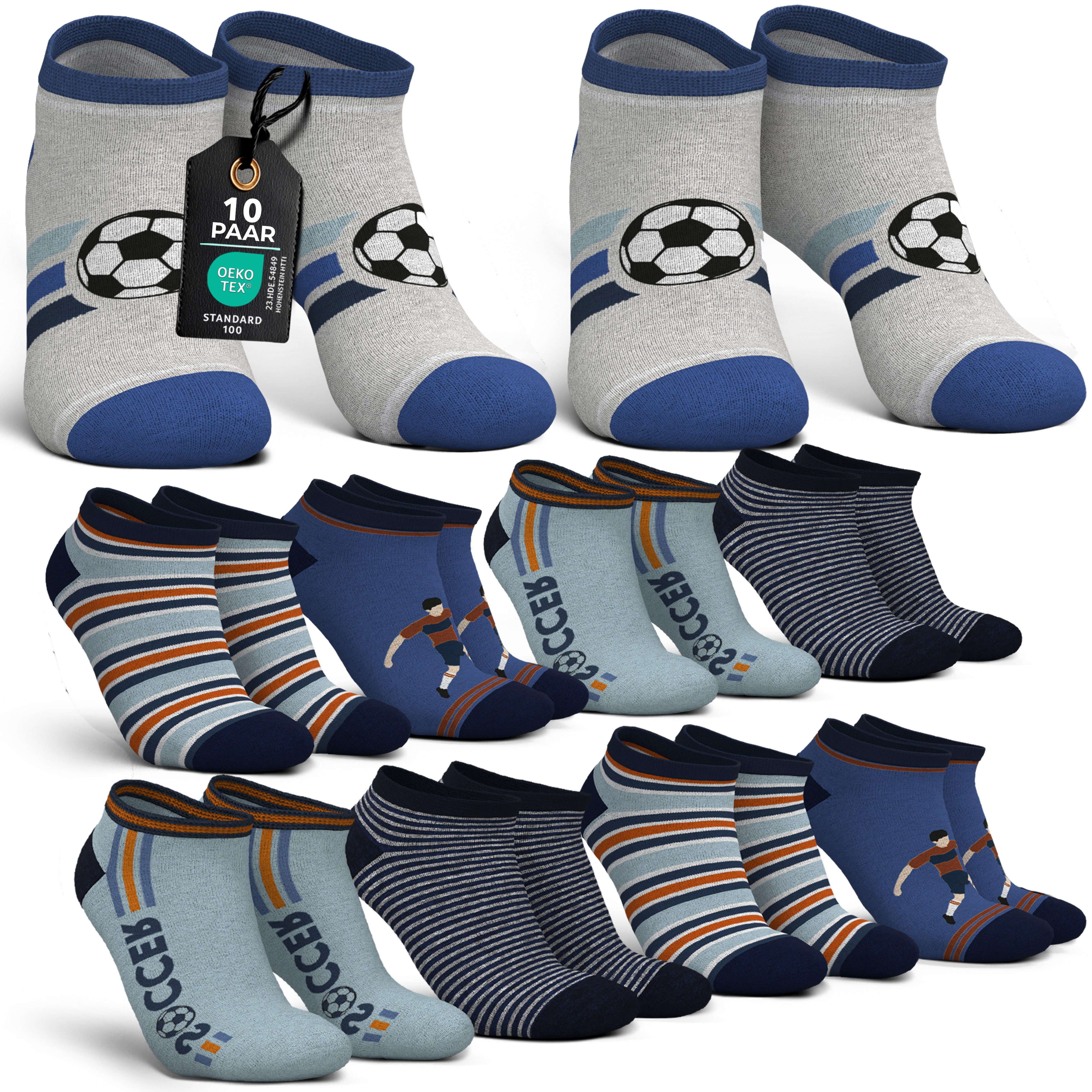 MEDOLY Sneakersocken für Kinder (10 Paar) Socken Mädchen & Jungen, aus 72% Baumwolle - ohne einschneidenden Bund