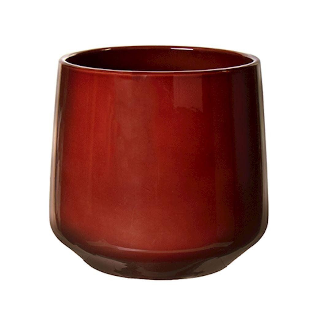 INNA-Glas Blumentopf Übertopf ZIOKA aus Keramik, merlotrot, 26 cm, Ø 29 cm
