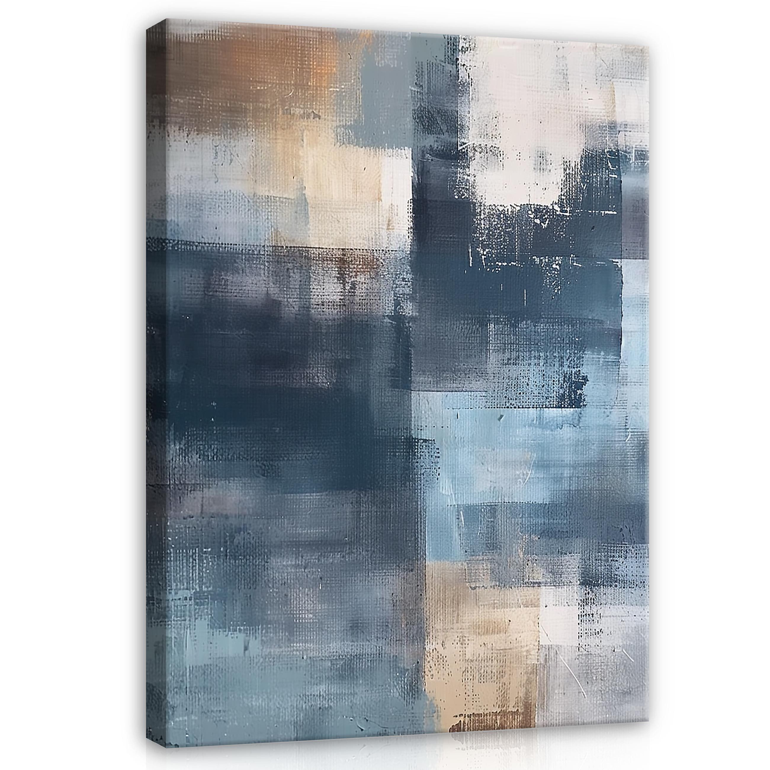 Leinwandbild Abstrakt Beton Loft Blau Kunst Wandbilder XXL Wand Deko Bilder Modern