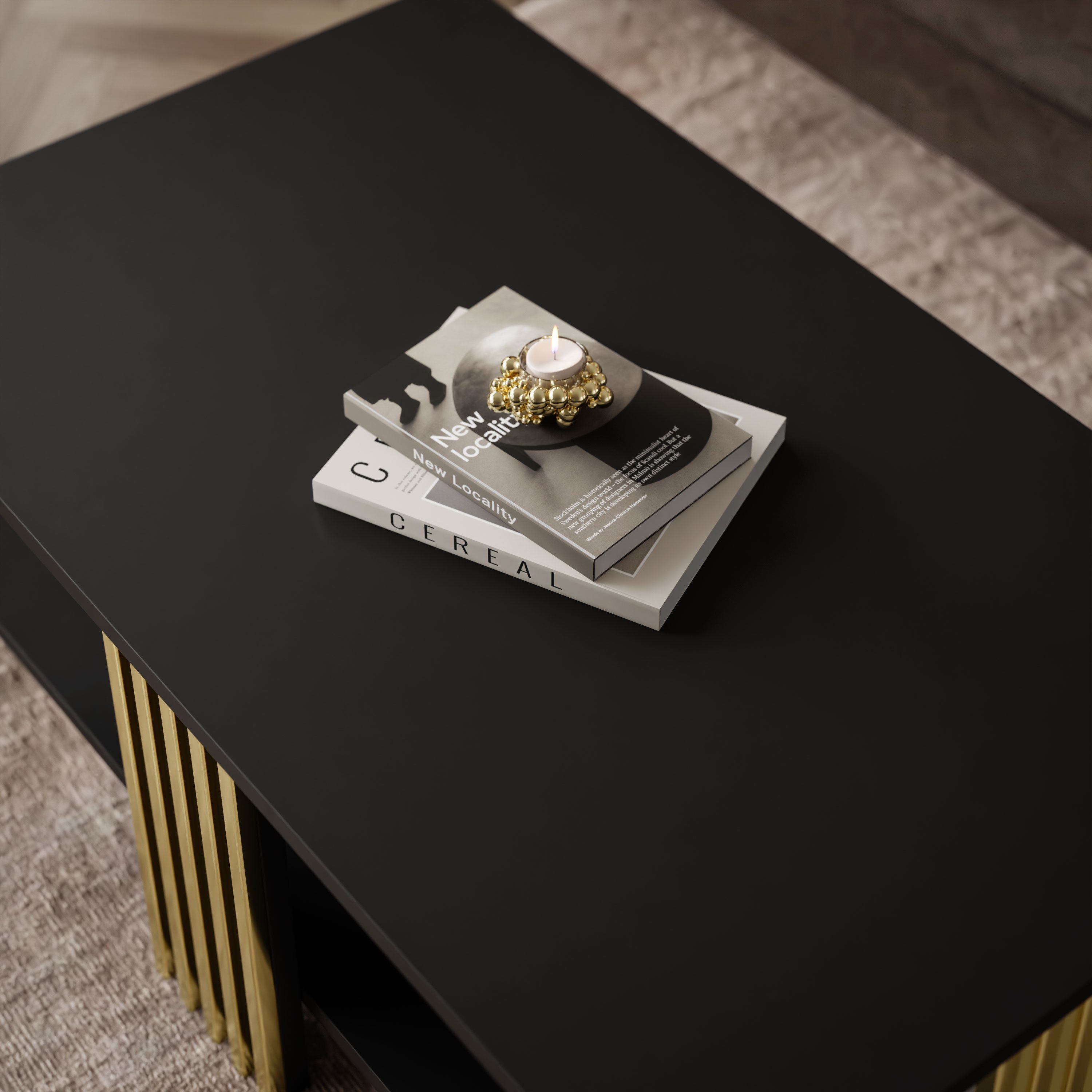 Lookway Couchtisch SAPHIRA GOLD mit Ablage (1 Tisch)