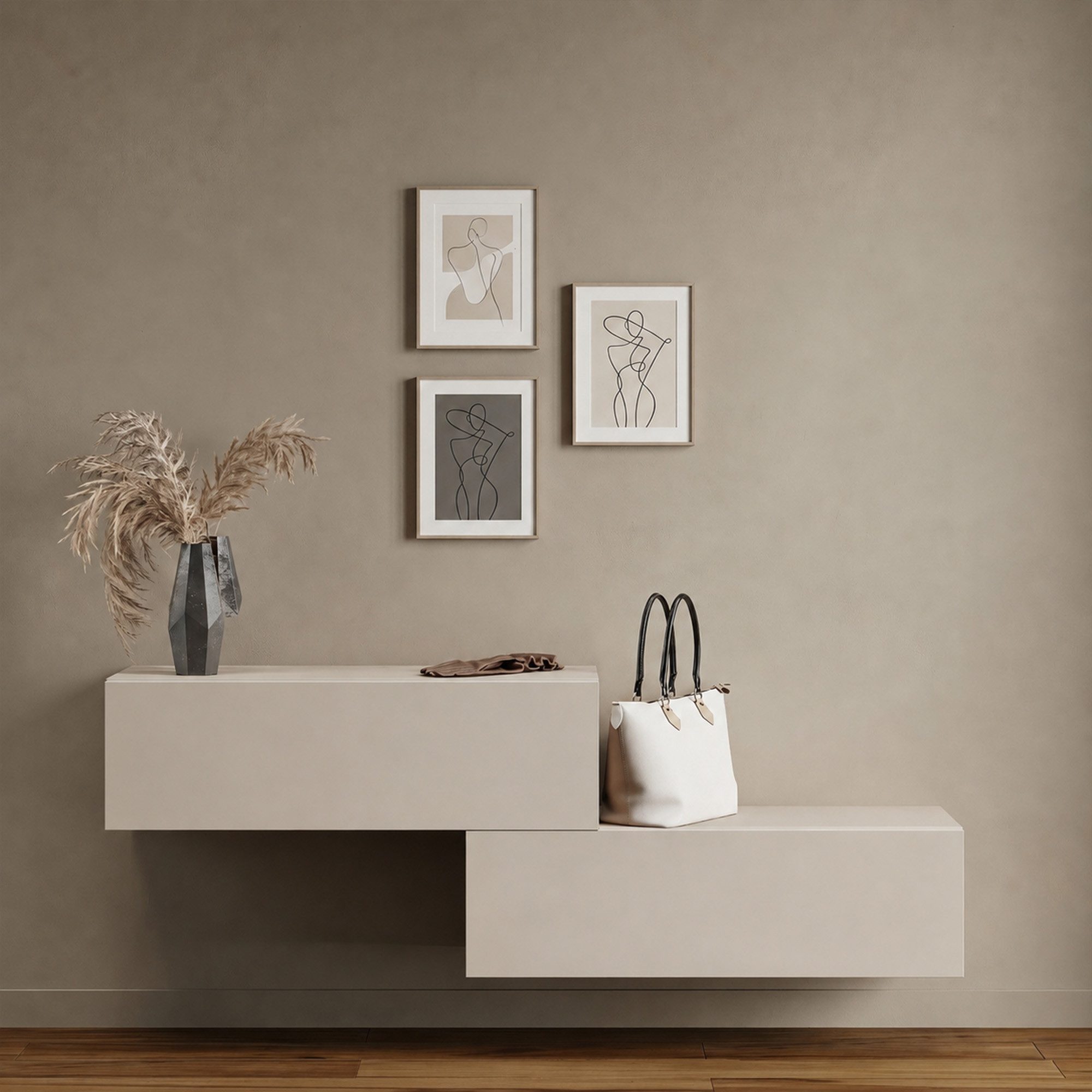 Planetmöbel Garderobenschrank Kompaktgarderobe Wandschrank 200 cm (schmaler Flurschrank mit Stauraum, 2-St., Flurgarderobe mit Soft-Open Funktion) Flurkommode vielseitig kombinierbar, 2x 100 cm