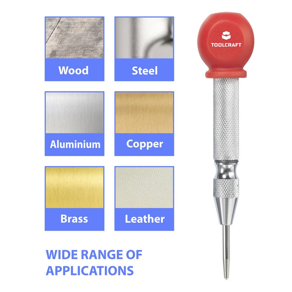 TOOLCRAFT Montagewerkzeug Automatik-Körner mit Spitze TOOLCRAFT TO-10179732 (x L) 1.6 cm x 12., L: 12.70 cm – Bild 3 von 5