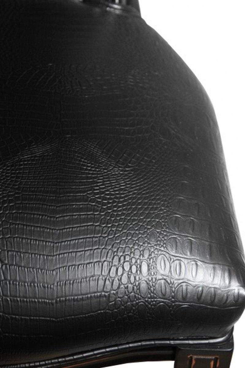 Casa Padrino Croco Esszimmer Luxus Designer Lederoptik - - Stuhl Barock Stuhl Esszimmerstuhl Schwarz Qualität