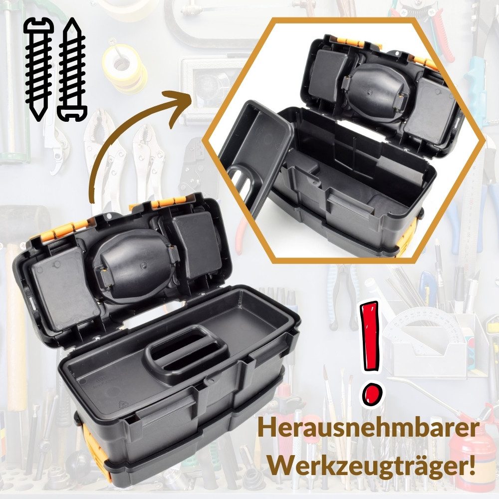 GarPet Werkzeugkoffer 2er Set Werkzeugkoffer leer doppelt 2in1 Werkzeugkasten Angel Box