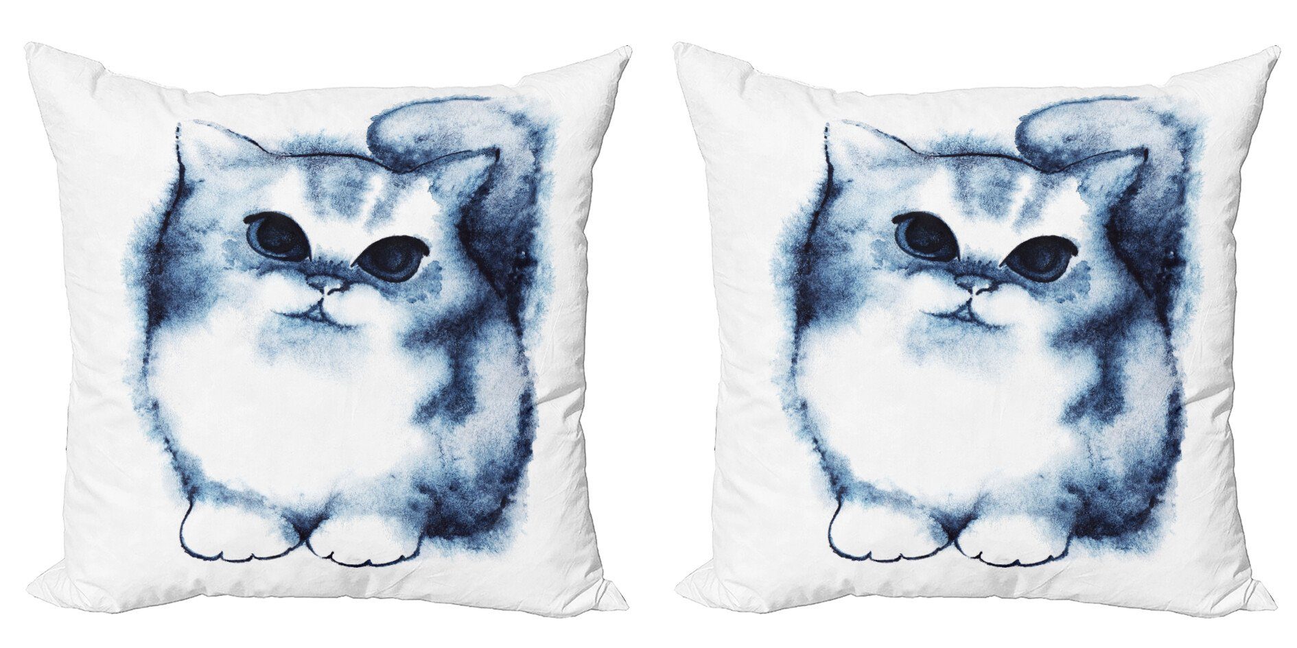 Kissenbezüge Modern Accent Digitaldruck, blau Katze Doppelseitiger Kinder Abakuhaus Entwurf Stück), Kitty (2 Navy