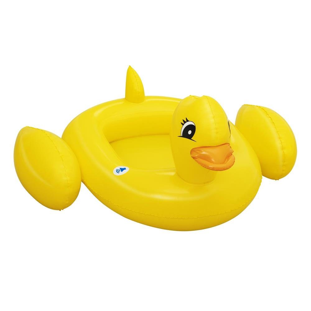 Bestway Kinder-Schlauchboot Funspeakers, Ente mit integriertem Lautsprecher, 111 x 98 x 51 cm