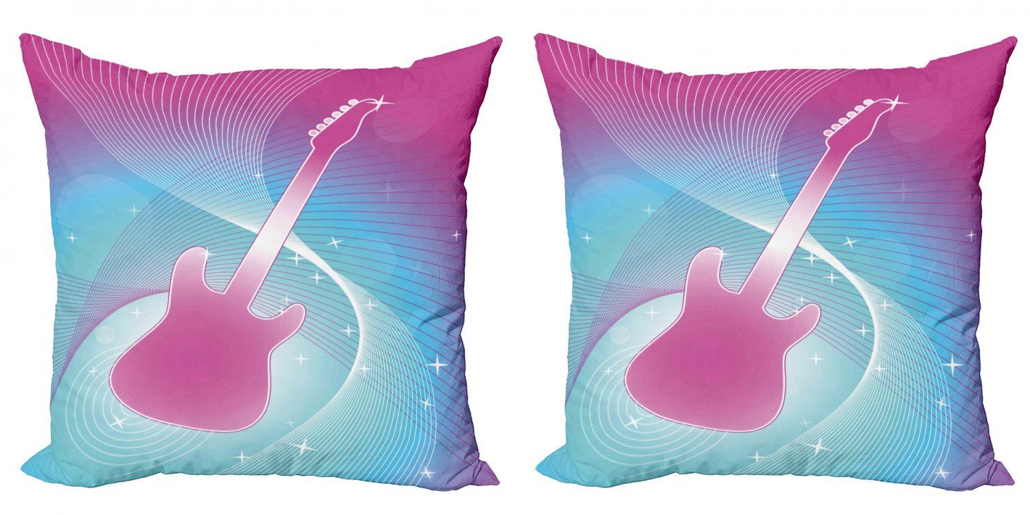 Kissenbezüge Modern Accent Doppelseitiger Digitaldruck, Abakuhaus (2 Stück), Hot Pink Gitarren-Musik-Vibrant
