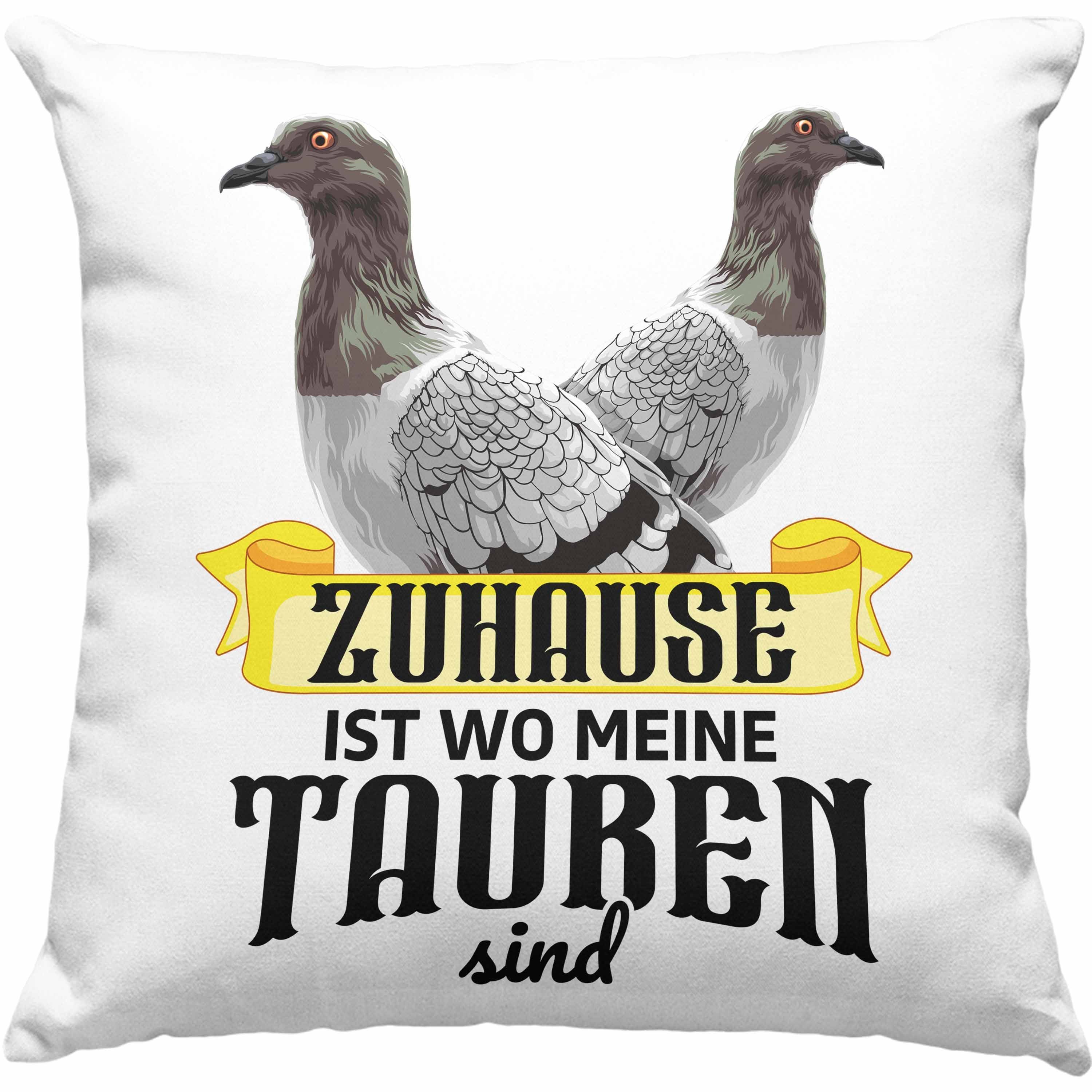 Trendation Dekokissen Trendation - Taubenzüchter Geschenk Zaubenzucht Zubehör Tauben Kissen Lustiger Spruch Taubenflüsterer Taubenliebhaber Becher Zuhause Ist Wo Meine Tauben Sind Dekokissen mit Füllung 40x40 Grün