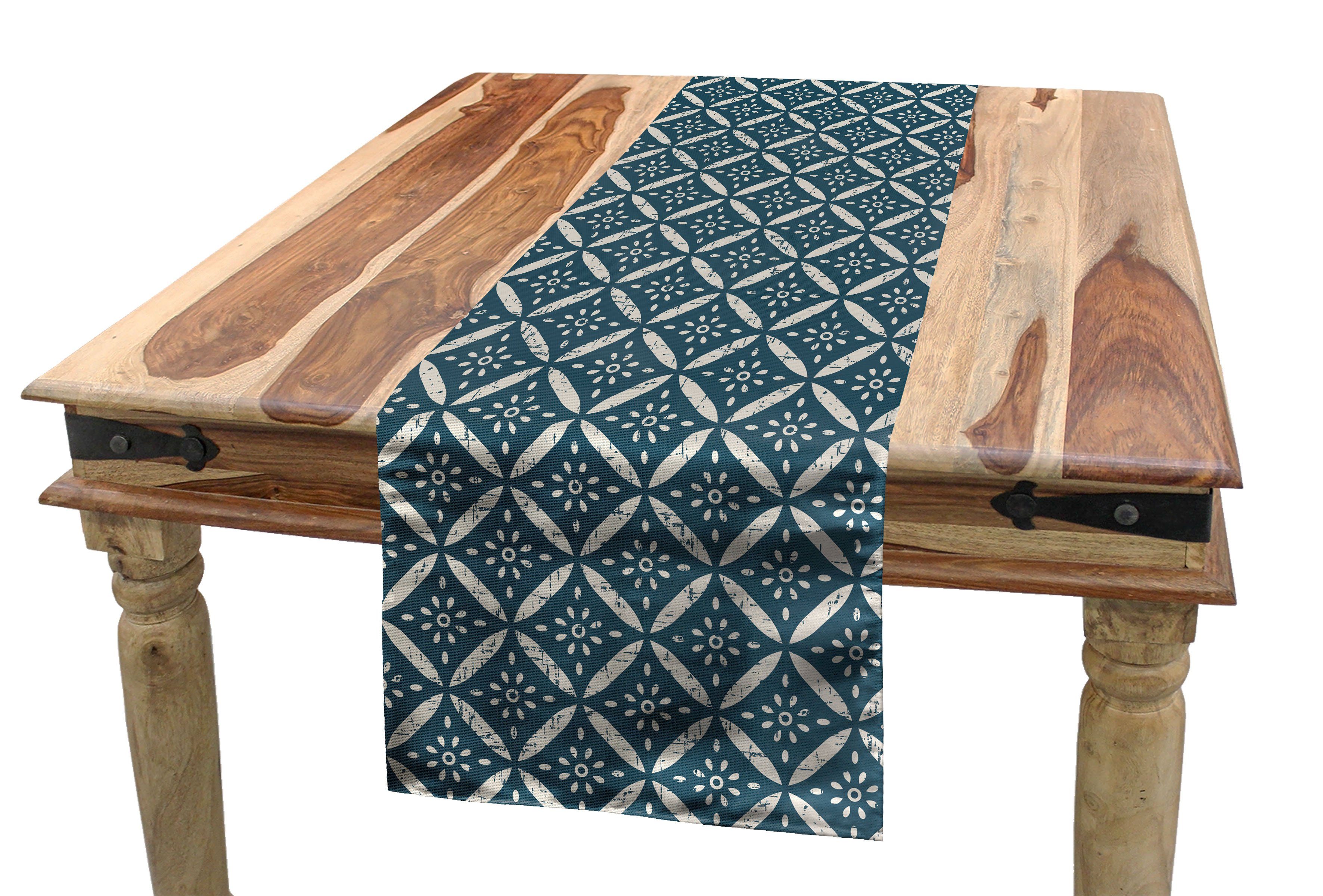 Tischläufer, Esszimmer Rechteckiger Frames Tischläufer Küche Dekorativer Jahrgang Geometrische Petals Abakuhaus