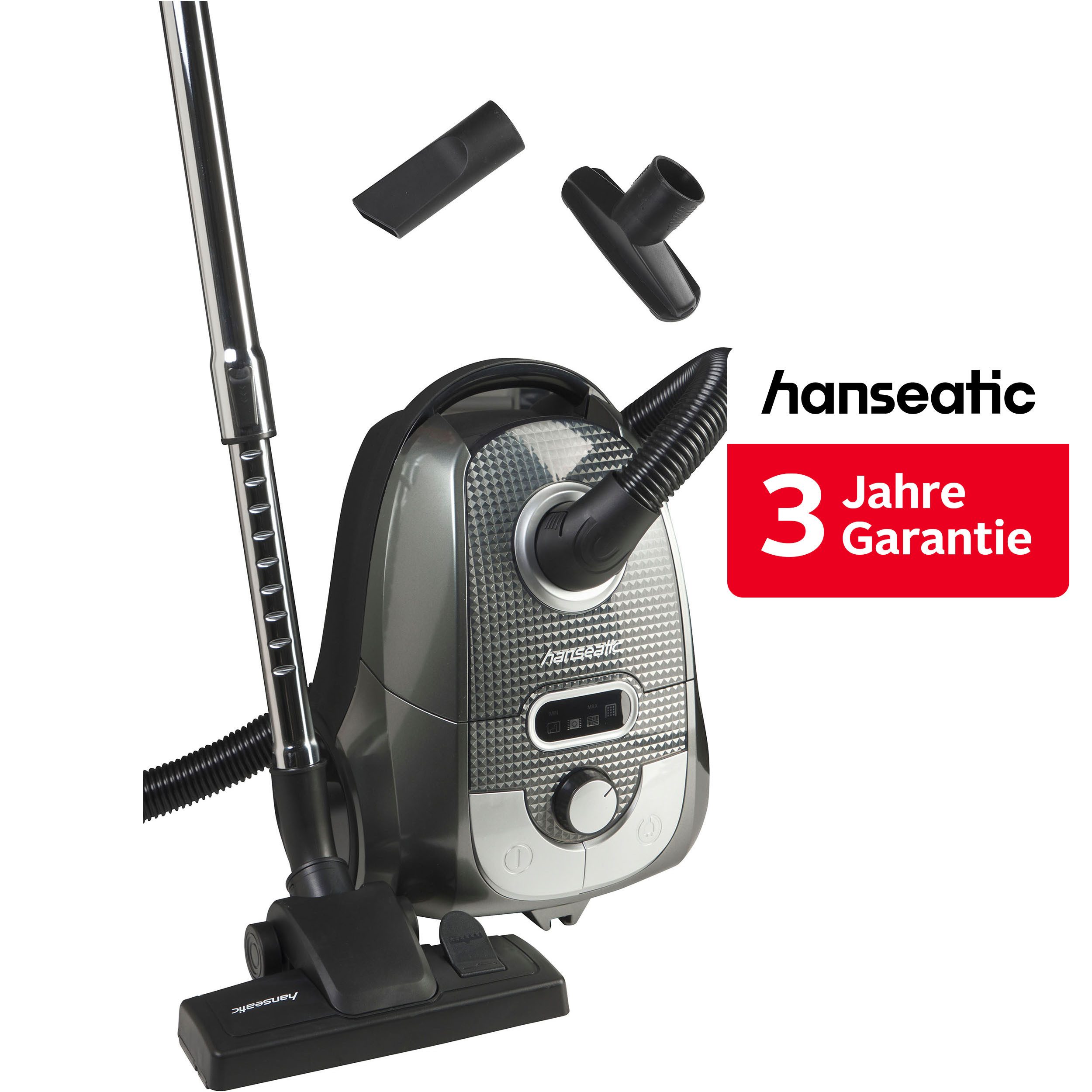Hanseatic Bodenstaubsauger HEPA 12 Filtersystem, Saugkraft manuell einstellbar, 850 W, mit Beutel, inkl. 3 Jahre Herstellergarantie