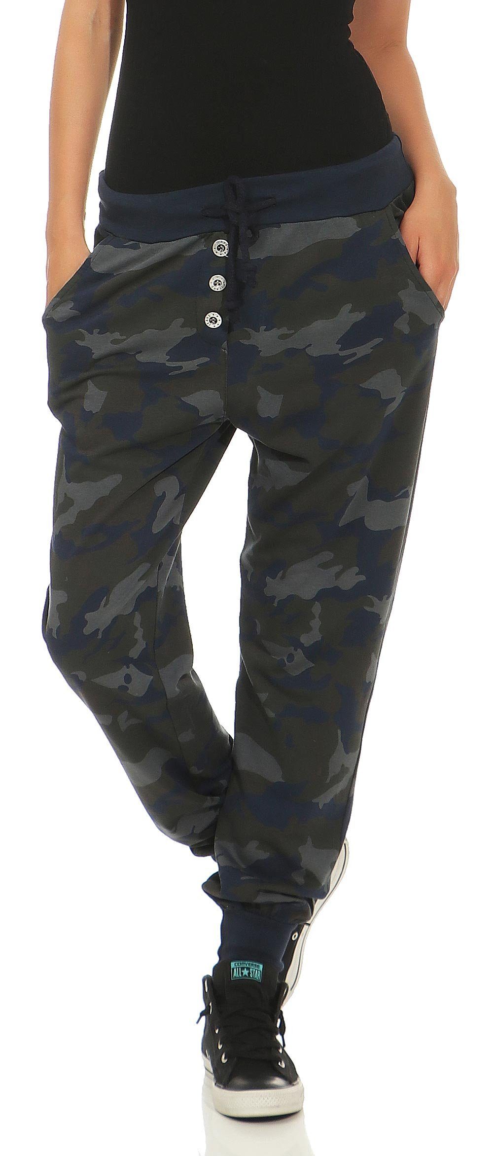 malito more than fashion Jogginghose 8019 Sweathose im Camouflage Look dunkelblau