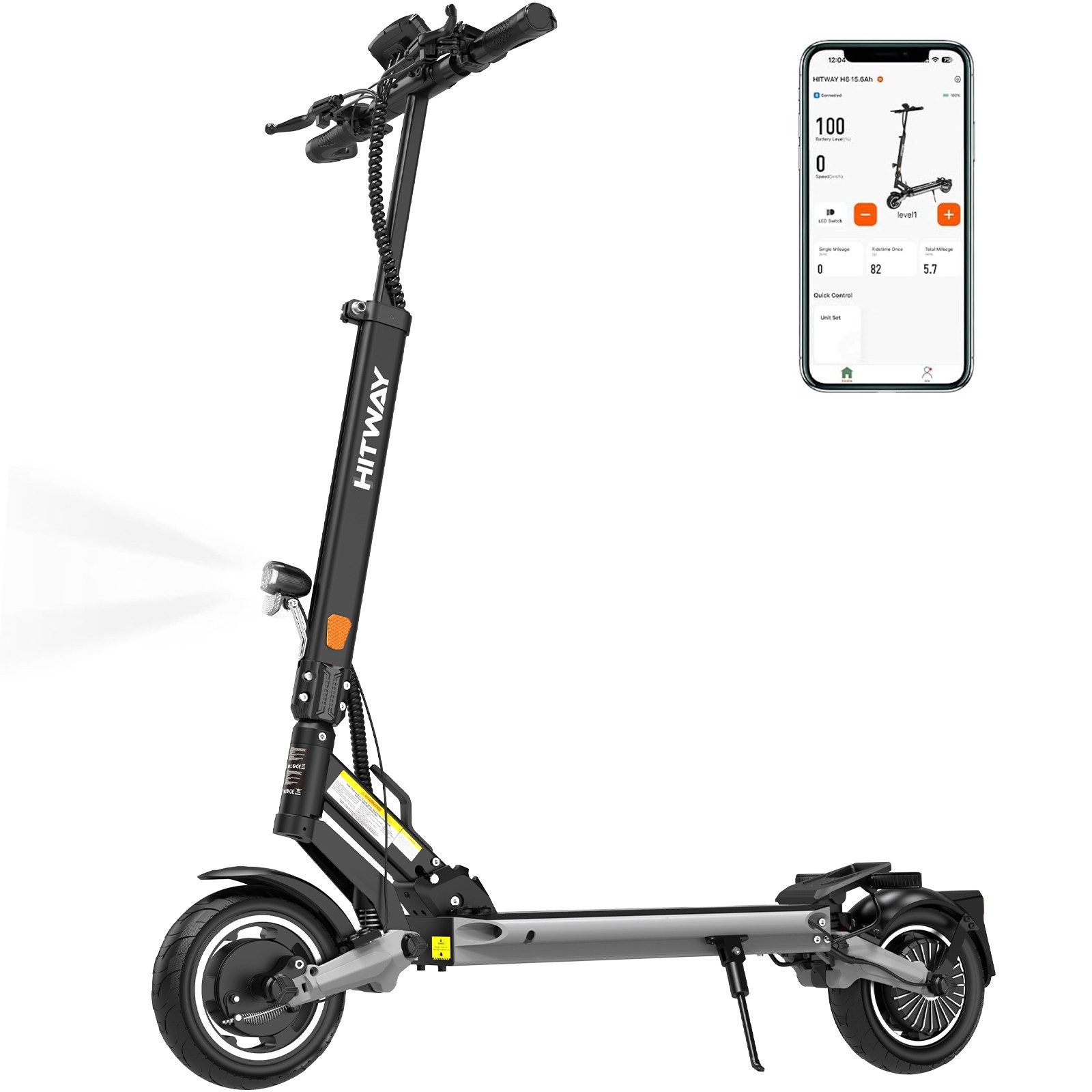 HITWAY E-Scooter Klappbarer Alu-Rahmen, bis 90km, 749Wh, mit Straßenzulassung (ABE), 500 W, 20 km/h, (Mit Schutzblechen), Elektroroller mit APP, Blinker, 2 Schwingarmdämpfer