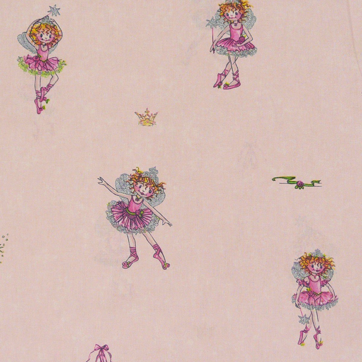 Rasch TEXTIL Stoff Rasch Deko Gardinenstoff Lillifee Ballerina rosa Glitzer