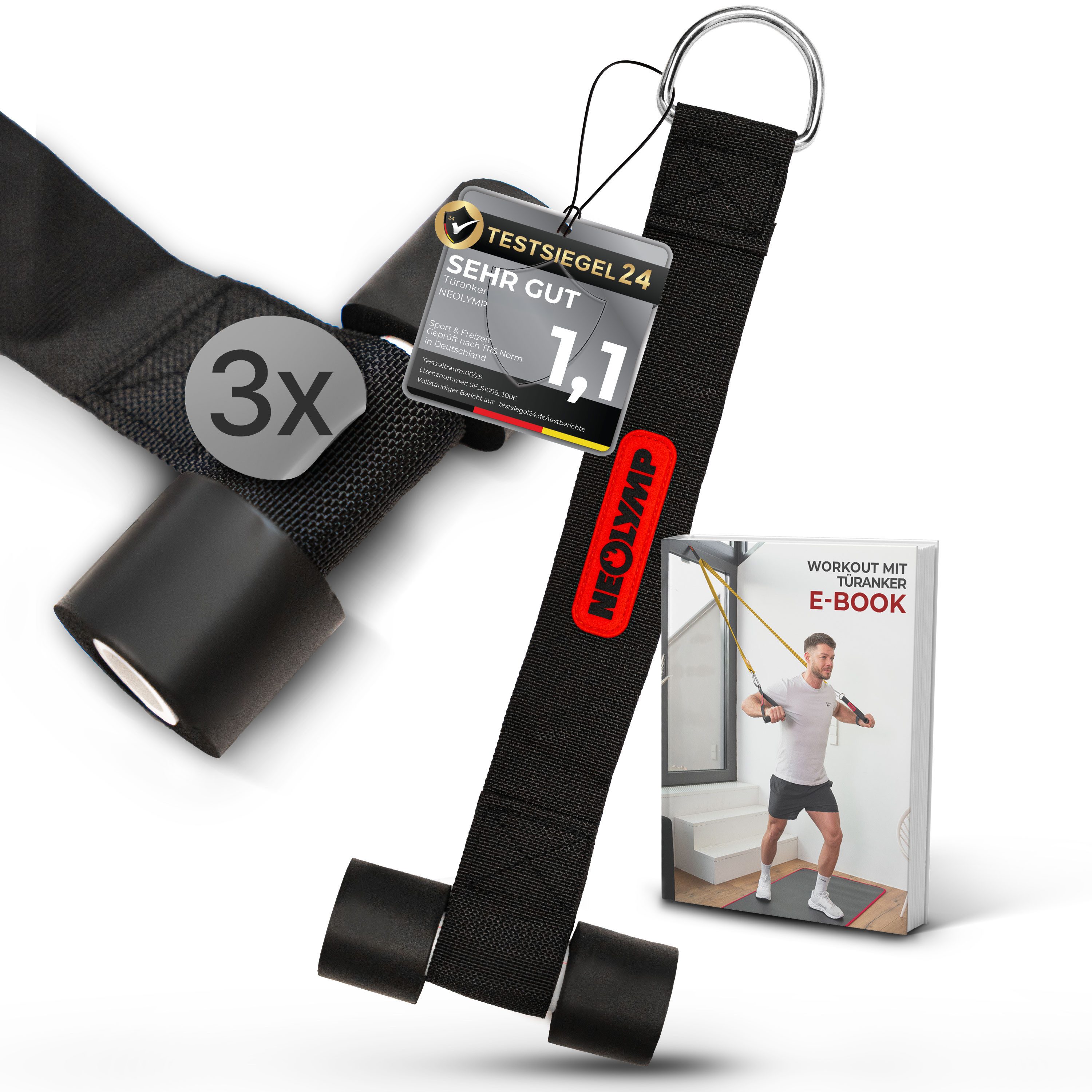 NEOLYMP Trainingsband Türanker - Türbefestigung für Fitnessbänder - Sling Trainer, schaumstoffgepolsterte Zylinder, Kompatibel mit Fitnessbändern, 200kg