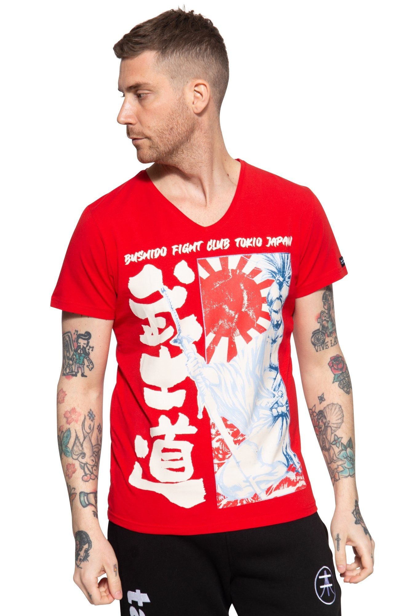 Fight japanischem Tanaka Akito T-Shirt rot Print mit Club
