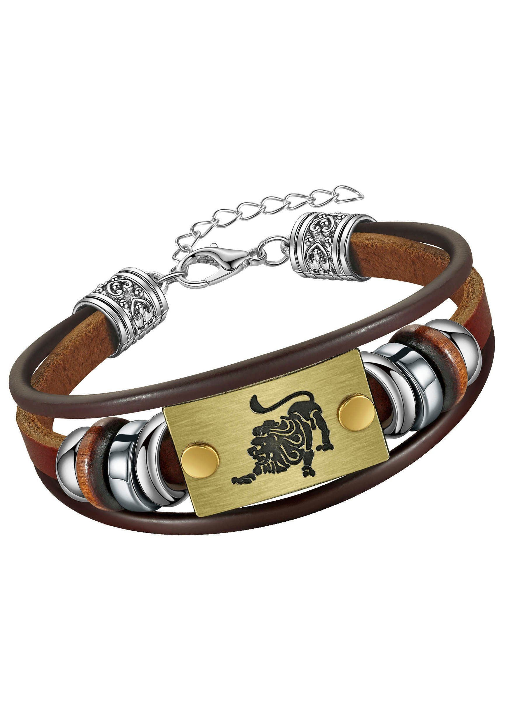 Firetti Armband Schmuck Geschenk Armschmuck Armkette Edelstein Sternzeichen, Made in Germany - mit Hämatit - mit Holzimitat