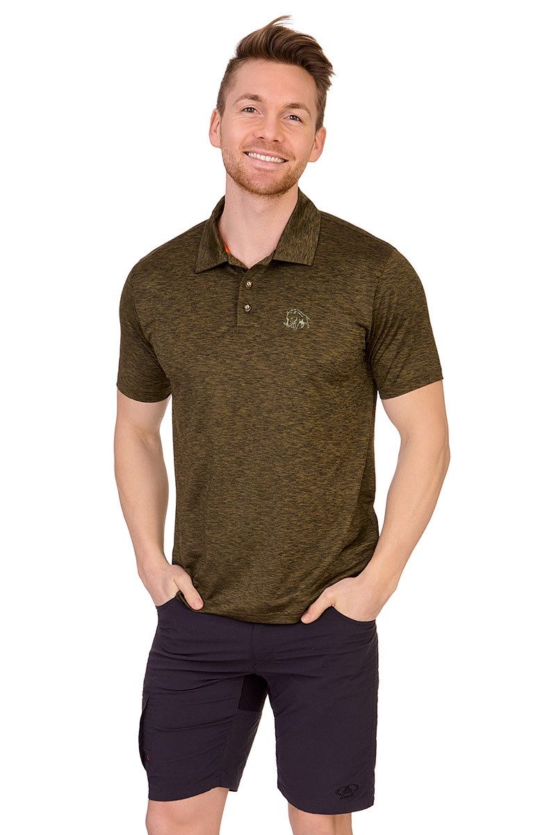 Trachtenshirt Poloshirt Herren - QUINTO - oliv