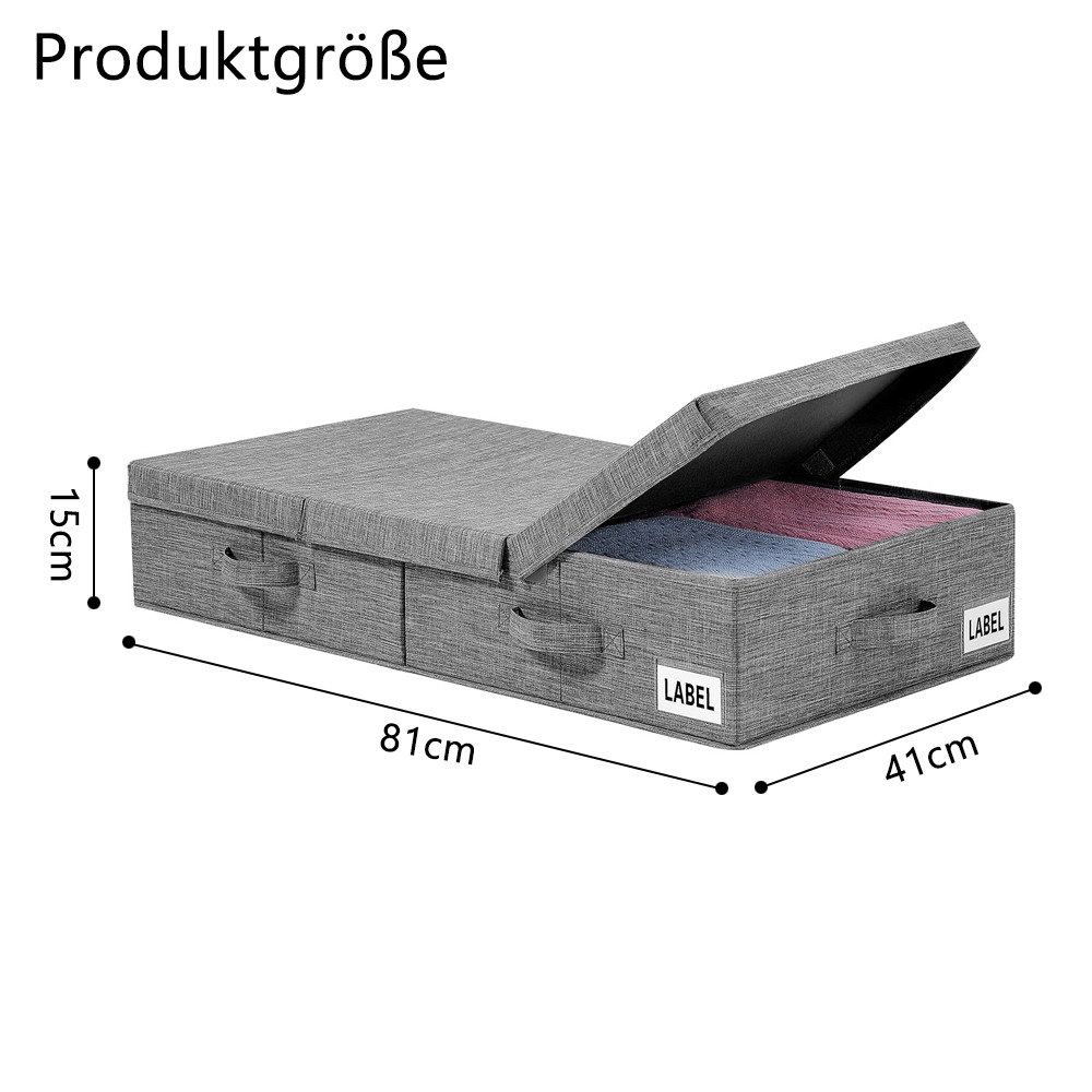TUWENA Unterbettkommode 2 Stück Unterbett Aufbewahrungsbox mit Deckel, Faltbare kommode – Bild 2 von 5