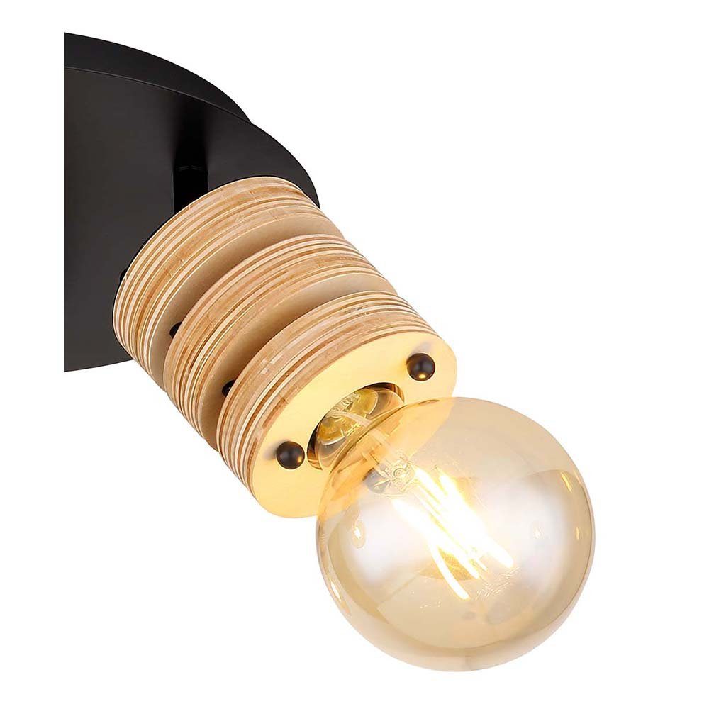 etc-shop Deckenspot, Leuchtmittel nicht schwarz Deckenlampe braun inklusive, Wohnzimmerleuchte natur Spotstrahler Ringe