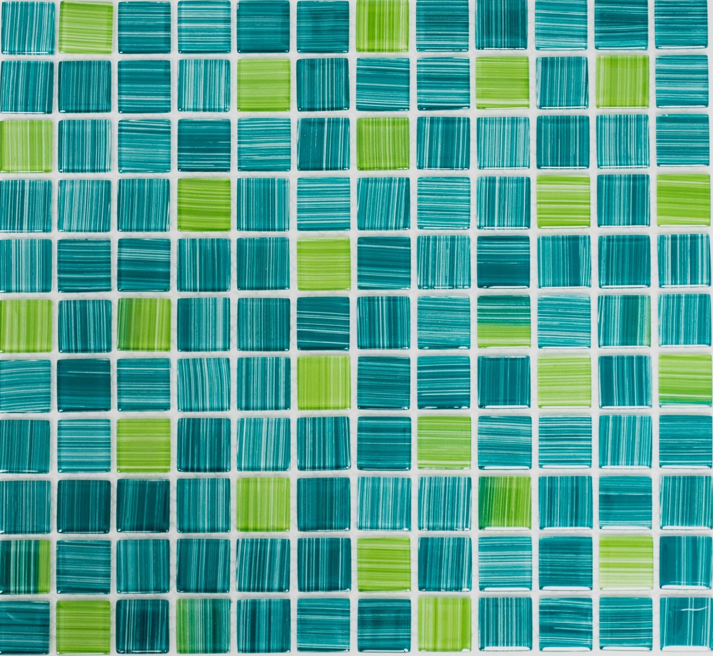 Thumbnail - Mosani Mosaikfliesen Glasmosaik Mosaikfliesen Strich gelb türkis grün Schwimmbadmosaik