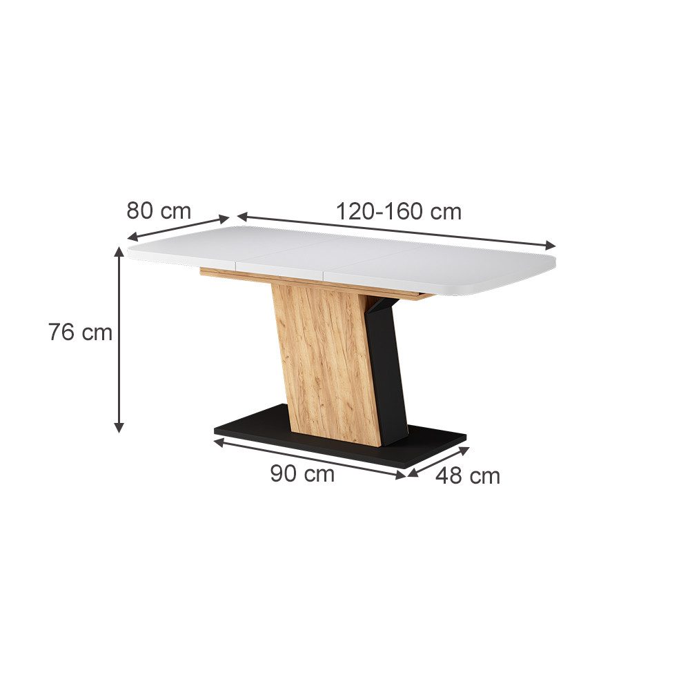 Vicco Esstisch Fenaro, Weiß/Schwarz/Goldkraft Eiche/Schwarz, 120 günstig online kaufen