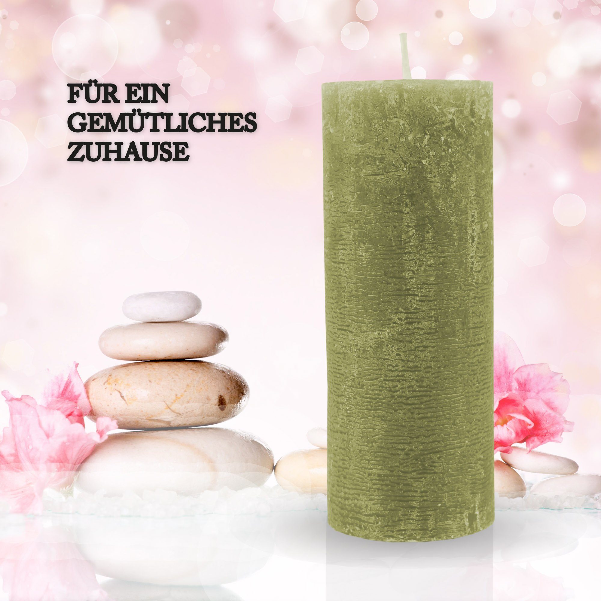 HS Candle Stumpenkerze Rustikale Antik Kerze (vers. Farben / Größen), Duftfreie Altarkerze - Dekokerze - lang Brenndauer - Retro