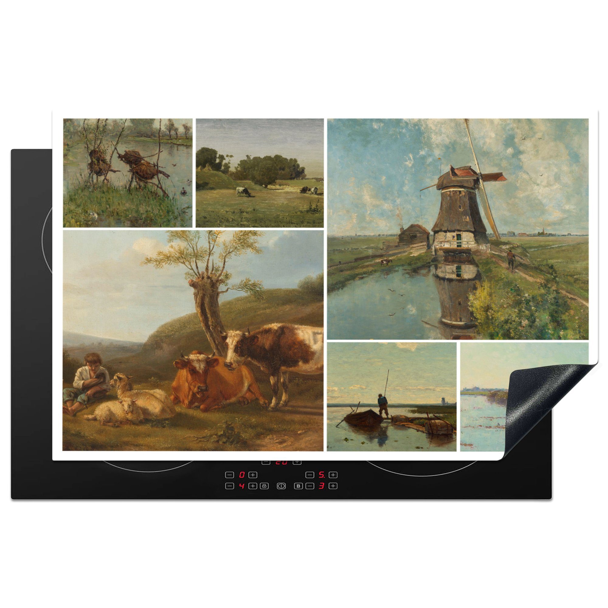 MuchoWow Herdblende-/Abdeckplatte Collage - Niederlande - Kunst, Vinyl, (1 tlg), 81x52 cm, Induktionskochfeld Schutz für die küche, Ceranfeldabdeckung