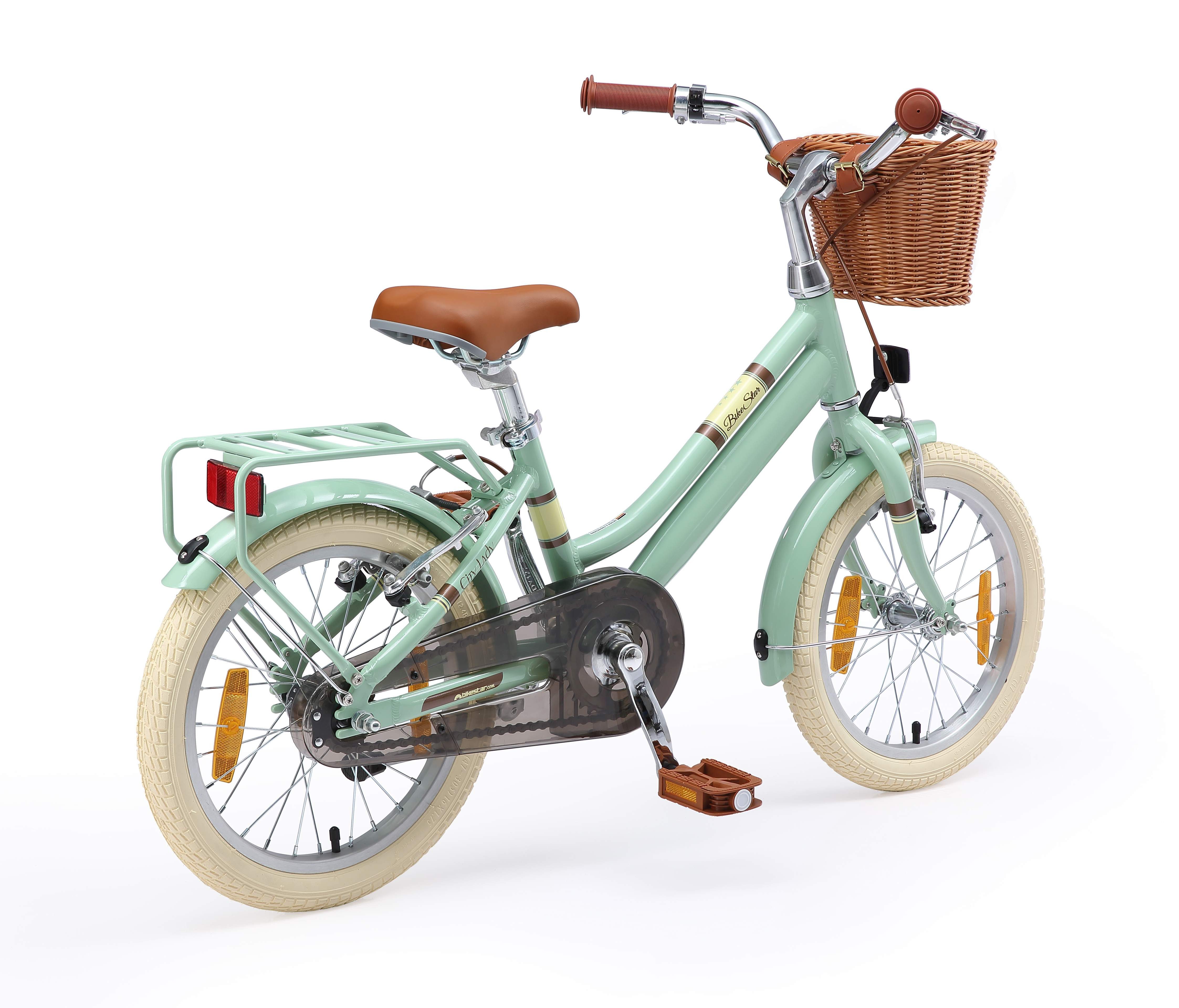 Bikestar Kinderfahrrad Cityrad 16 Zoll Aluminium ab 4 Jahre, 1 Gang, Korb, Gepäckträger, leichtes Treten, ergonomischer Rahmen