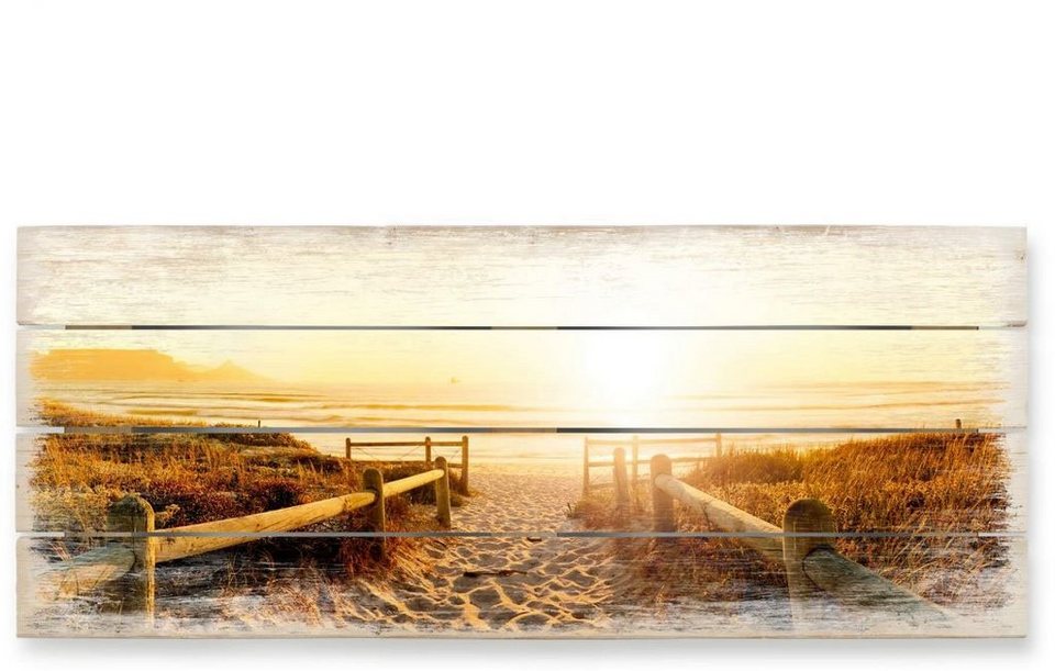 Wall-Art Holzbild Sonnenuntergang Boho Deko, (1 St)