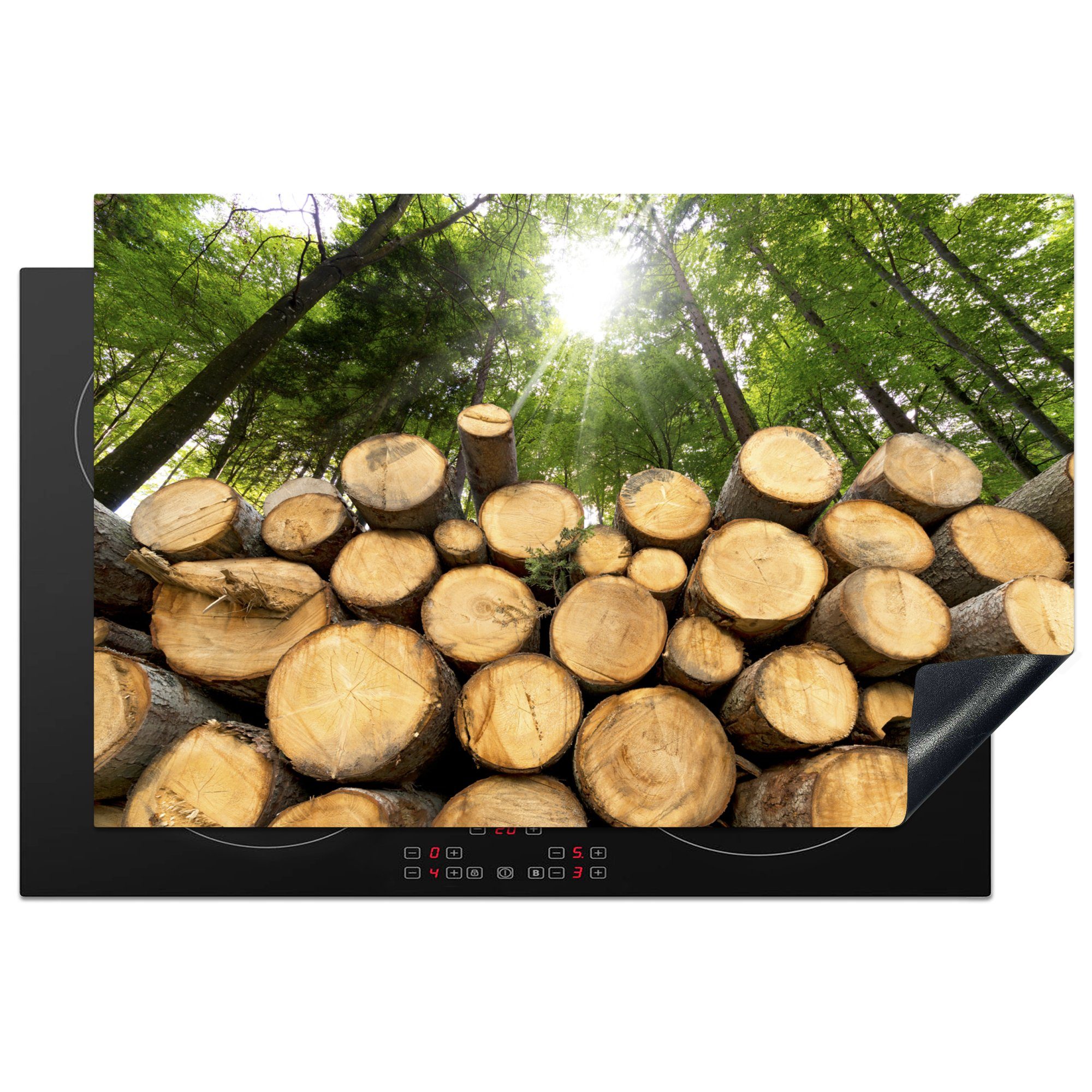 MuchoWow Herdblende-/Abdeckplatte Bäume - Holz - Wald, Vinyl, (1 tlg), 81x52 cm, Induktionskochfeld Schutz für die küche, Ceranfeldabdeckung