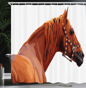 Abakuhaus Duschvorhang Moderner Digitaldruck mit 12 Haken auf Stoff Wasser Resistent Breite 175 cm, Höhe 180 cm, Tier Fahre Jokey Natur Pferd