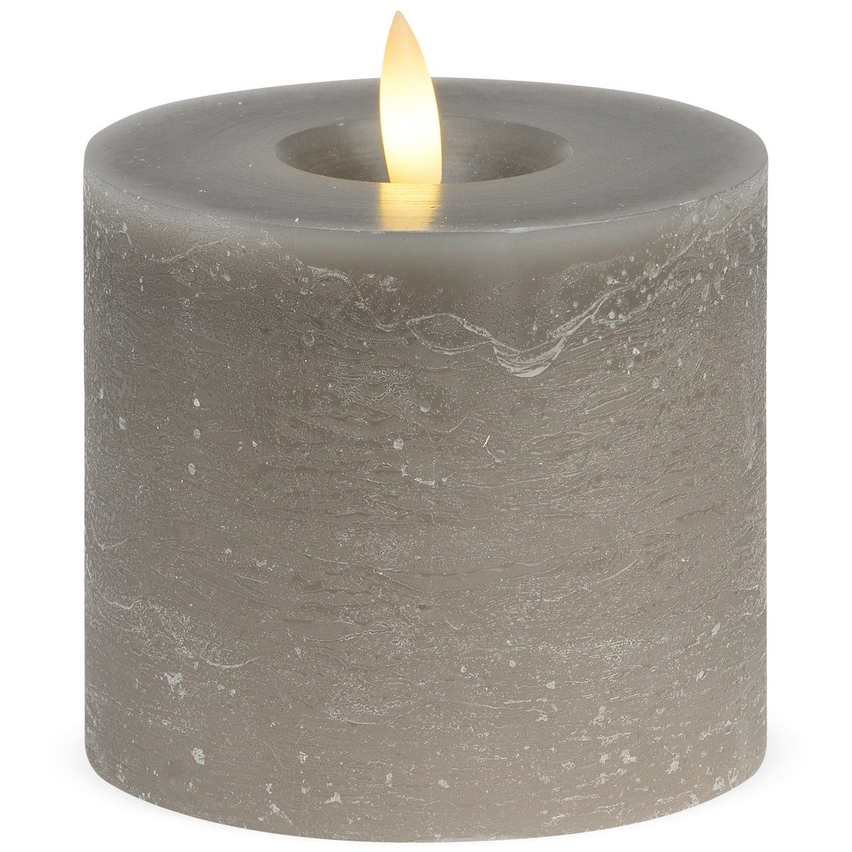 matches21 HOME & HOBBY LED-Kerze LED Stumpen-Kerze Echtwachs-Kerze flackernd, 10x9 cm, taupe (1-tlg), Mit beweglicher Flamme, Fernbedienung & Timer für Adventskranz