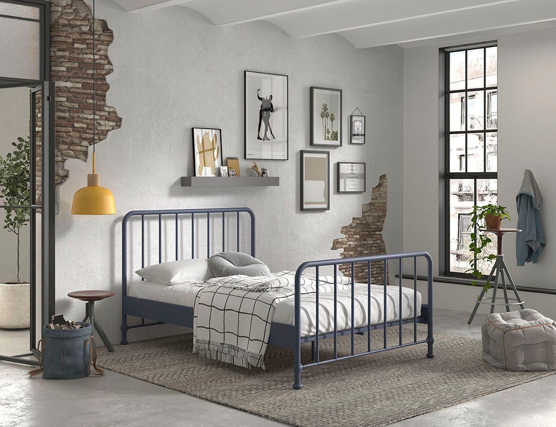 Vipack Metallbett Bronxx, standfest gebaut, gradlinige Optik in zeitlosem Design (in 2 Größen und verschiedenen Farben erhältlich), inkl. Lattenrost, Mittelsteg und Fußstütze unter der Liegefläche