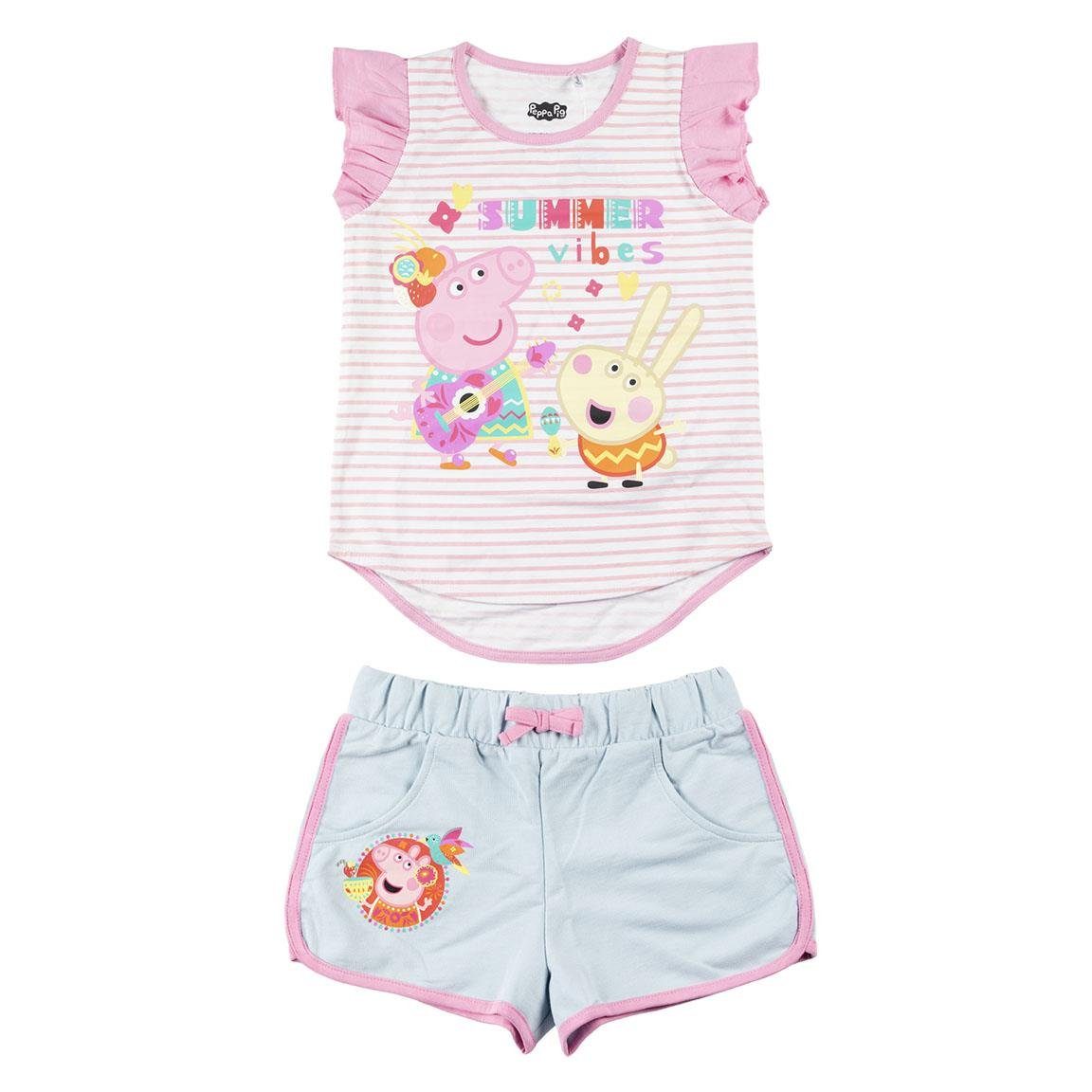 Cerdá T-Shirt Peppa Wutz (2-tlg) Mädchen Sommeroutfit Gr. 92 - 116 cm