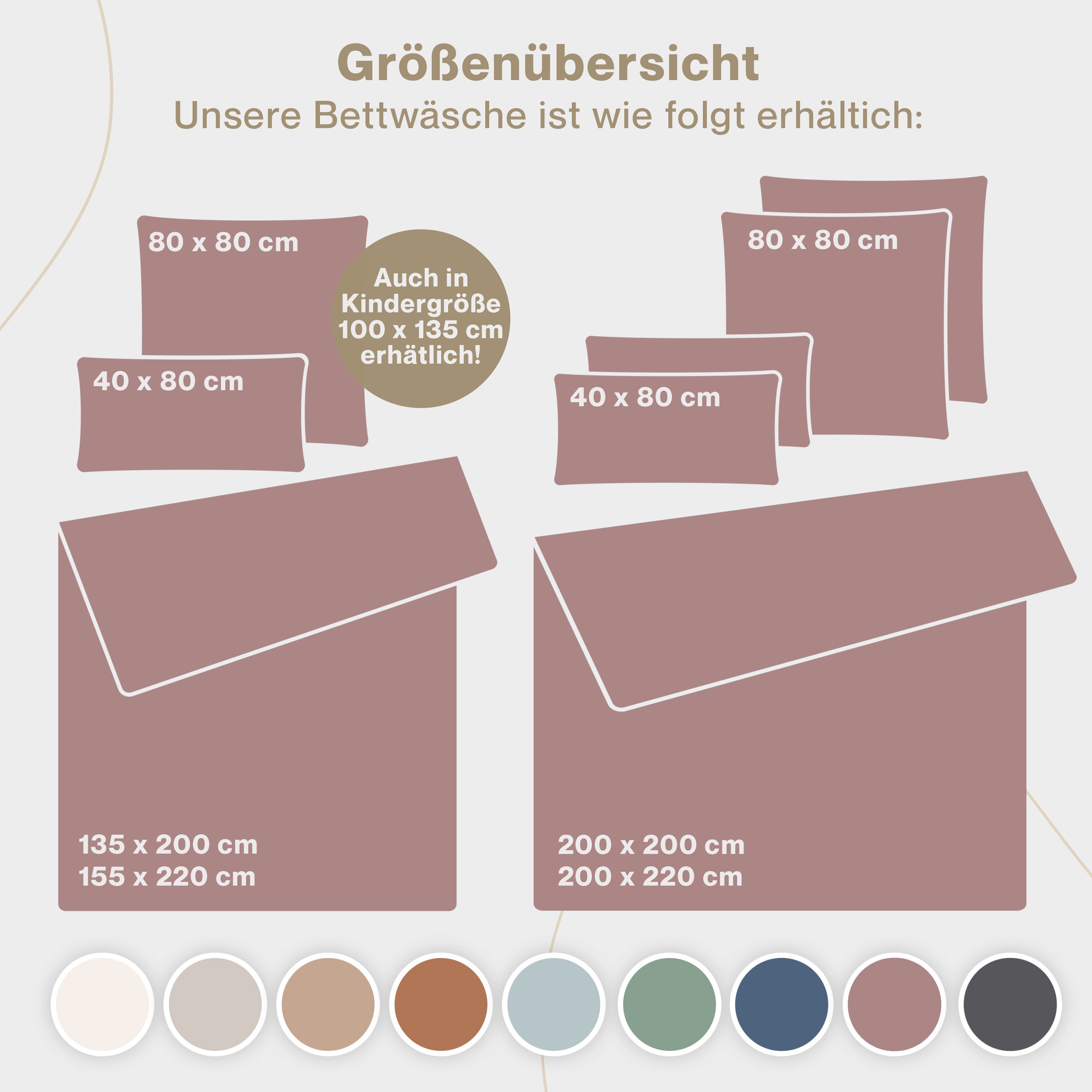 Blumtal Bettwäsche Musselin 100% Baumwolle im Set, Kopfkissenbezug & Deckenbezug, 2 teilig