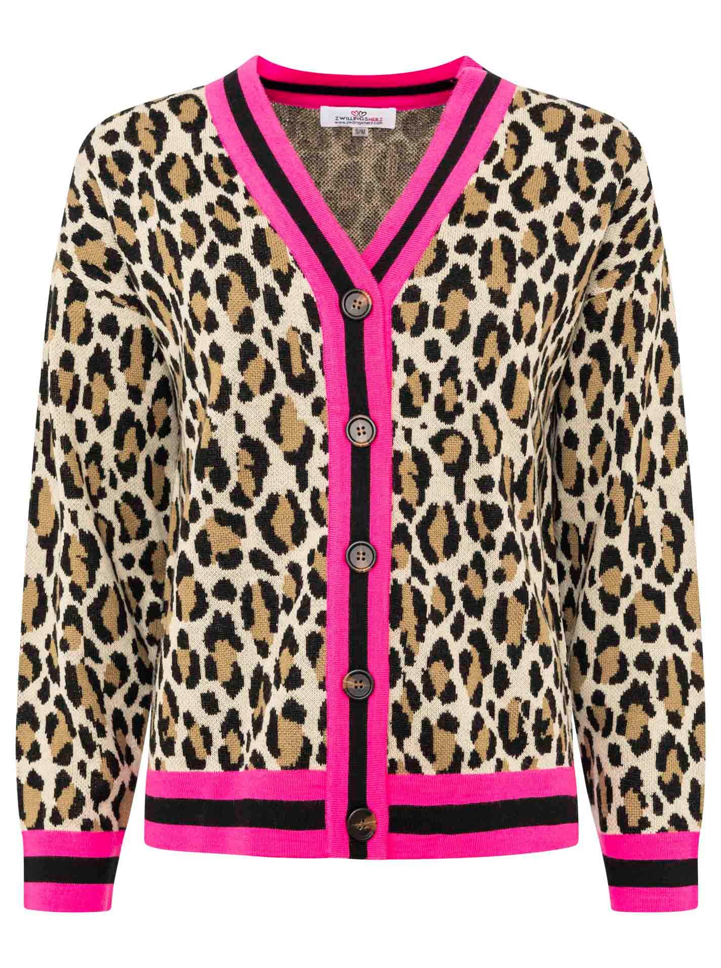 Zwillingsherz Strickjacke "Leo Streifen" mit Knöpfen, Leomuster und Streife günstig online kaufen