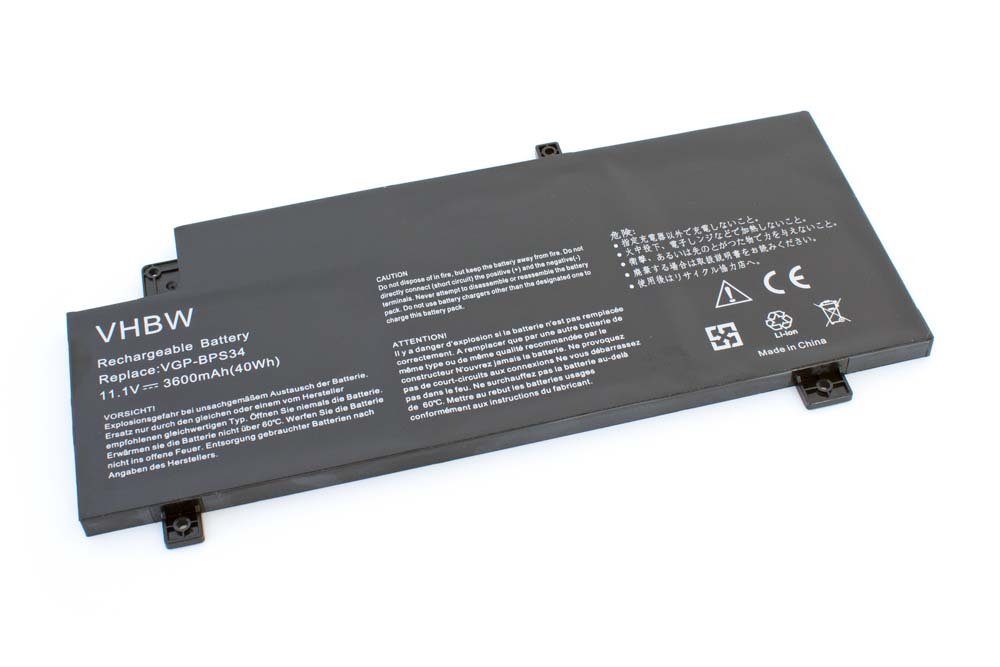 vhbw Ersatz für Sony VGP-BPS34 für Laptop-Akku Li-Ion 3600 mAh (11,1 V)