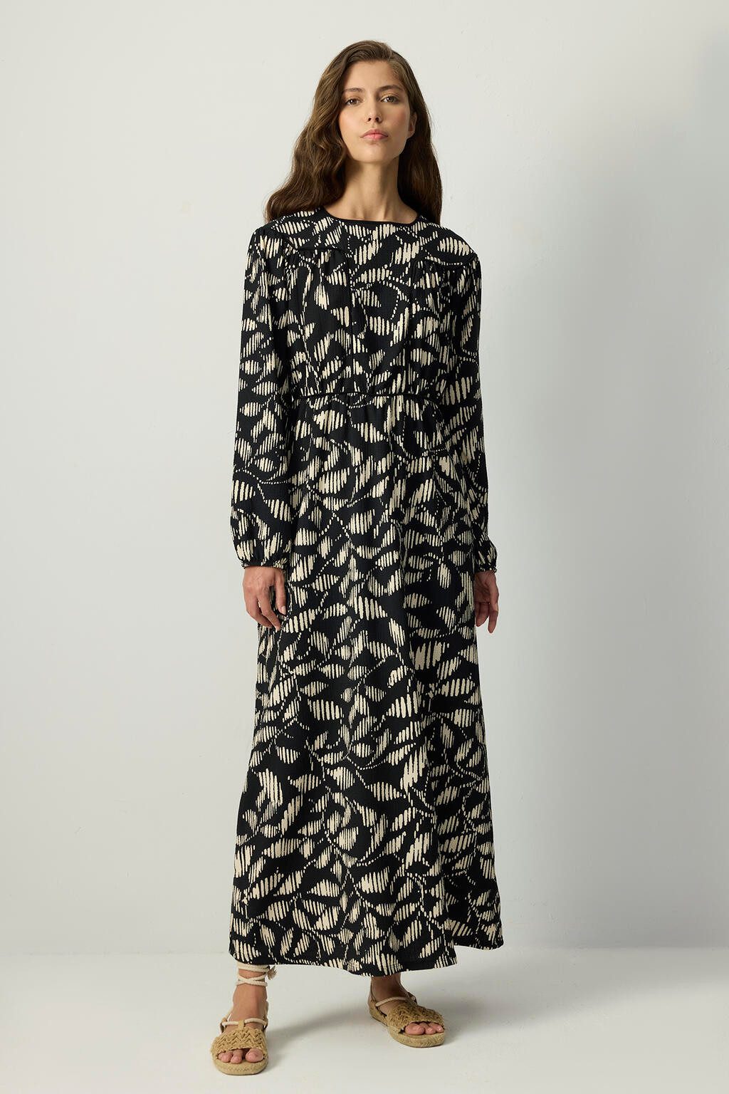 touche prive Maxikleid GEMUSTERTES KLEID MIT ELASTISCHER TAILLE