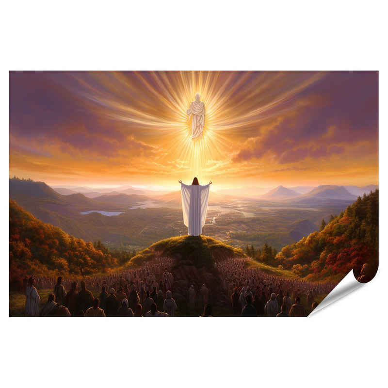 islandburner Poster Jesus Stehend Auf Hügel Betend zu Gott Glaube Religion Bilder