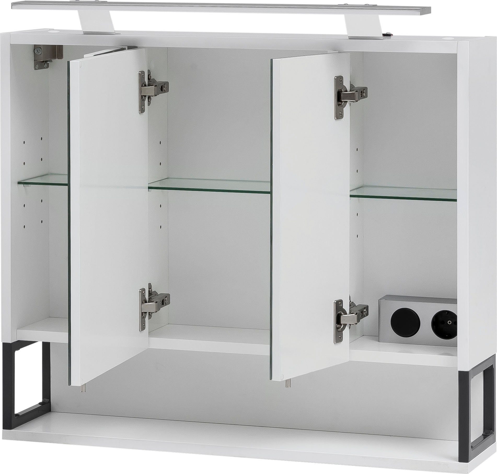 Schildmeyer Spiegelschrank Limone Breite 70 cm, 3-türig, LED-Beleuchtung, Schalter-/Steckdosenbox