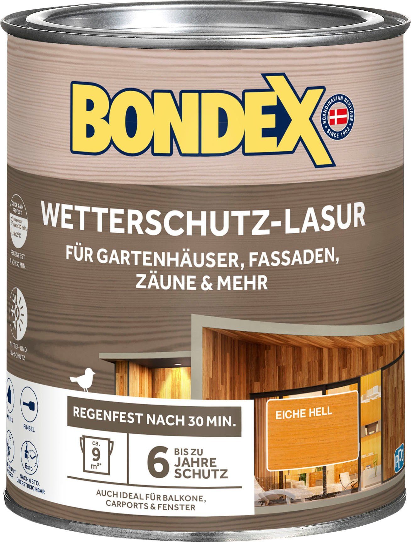 Bondex Holzschutzlasur Wetterschutzlasur, Semi transparent Eiche hell, braun