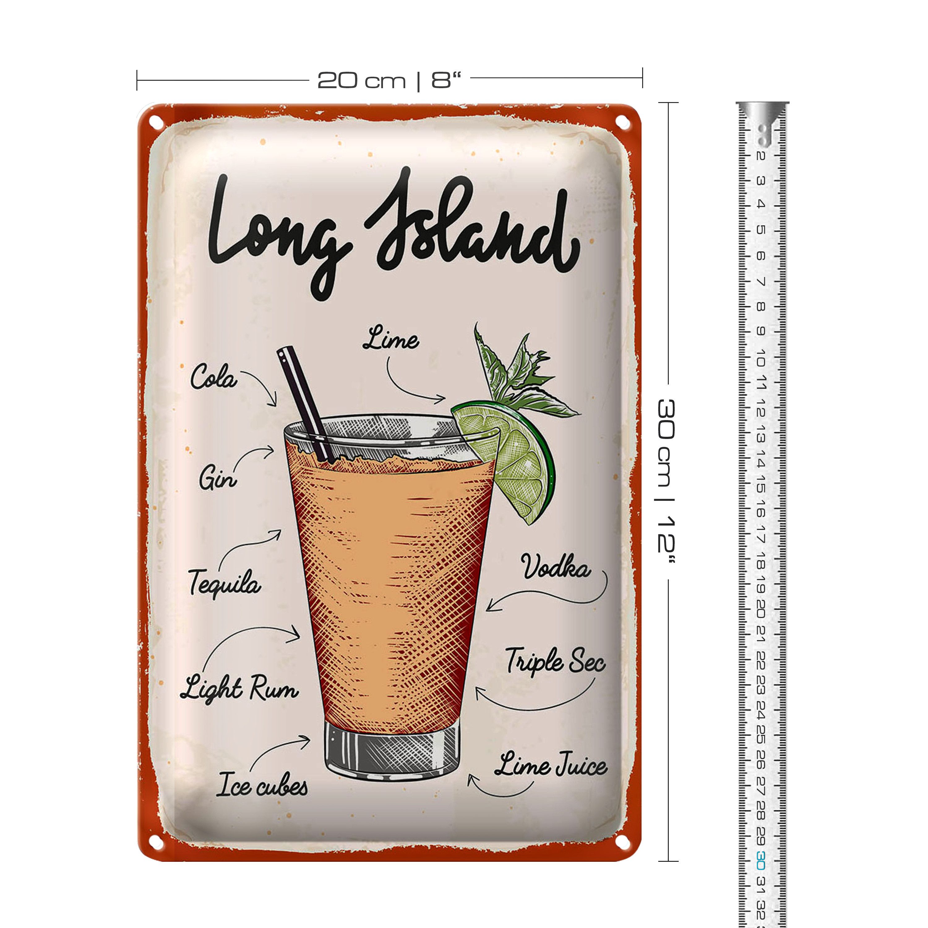 Roomando Metallschild Blechschild Rezept Long Island Cocktail Recipe 20x30cm