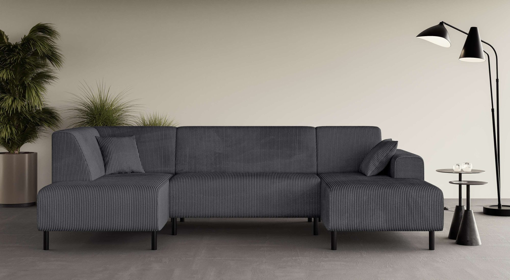 OTTO home Wohnlandschaft ARROS U-Form mit Wellenunterfederung, Maße B/T/H: 300/163/81 cm, incl. Zierkissen, mit Recamiere links/rechts bestellbar, auch in Cord