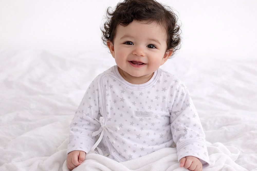 La Bortini Wickelshirt Baby Wickelhemdchen mit Sternchen Flügelshirt für Neugeborene aus reiner Baumwolle, 44 50 56 62 68