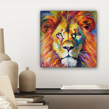 OneMillionCanvasses® Leinwandbild Löwe - Ölgemälde - Kunst - Tiere, (1 St), Leinwand Bilder für Wohnzimmer Schlafzimmer, 20x20 cm