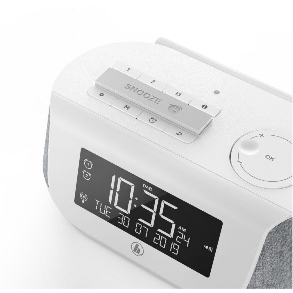 Hama Hama DR36SBT Uhrenradio weiß mit DAB+ und USB-Anschluss. Uhrenradio (FM, DAB, DAB+, Rauschfreier Klang mit DAB)