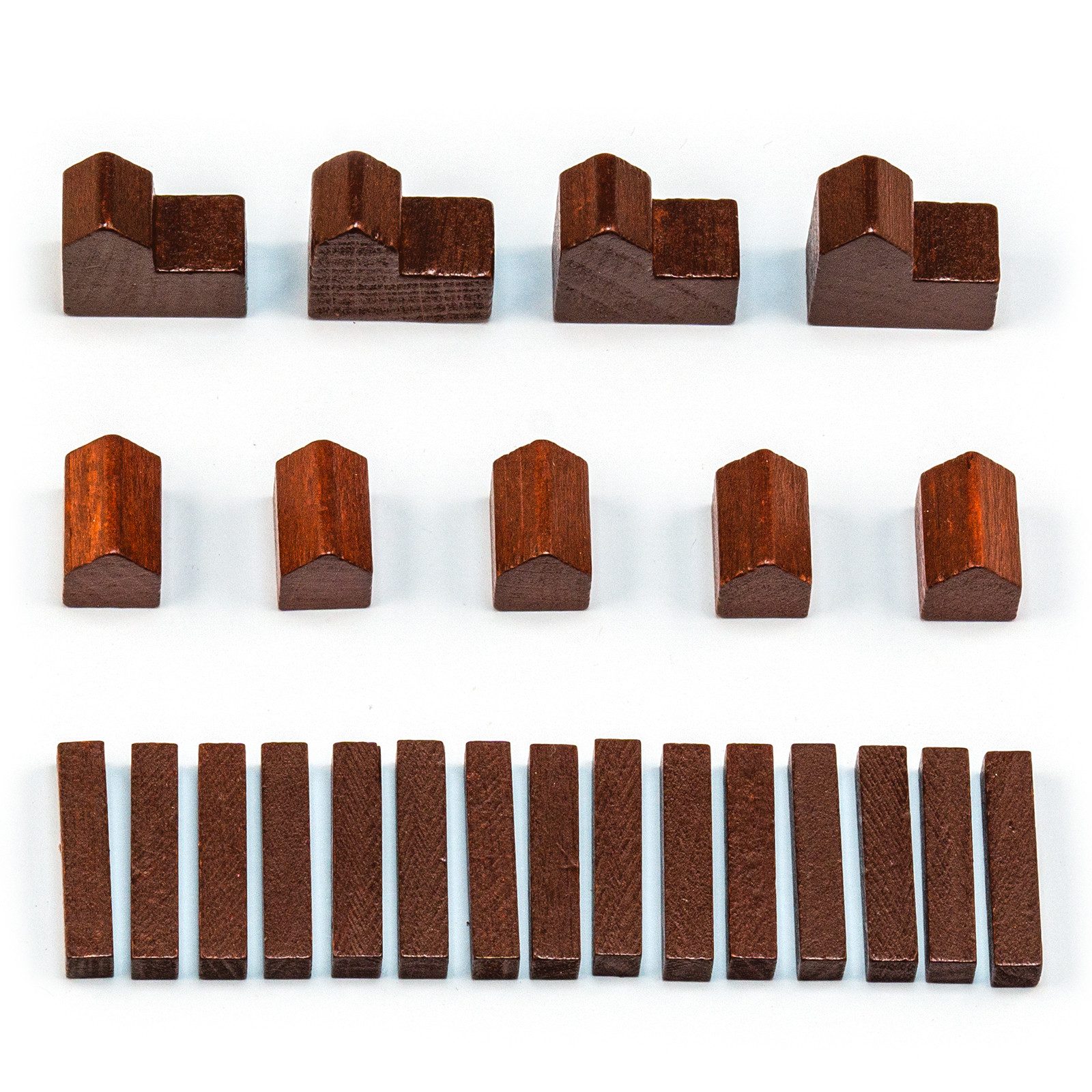 Waldfelsen Spiel – Holz-Figuren Spielfiguren Ersatz passend für Die Siedler von Catan, Spielmaterial, Verschiedene Farben