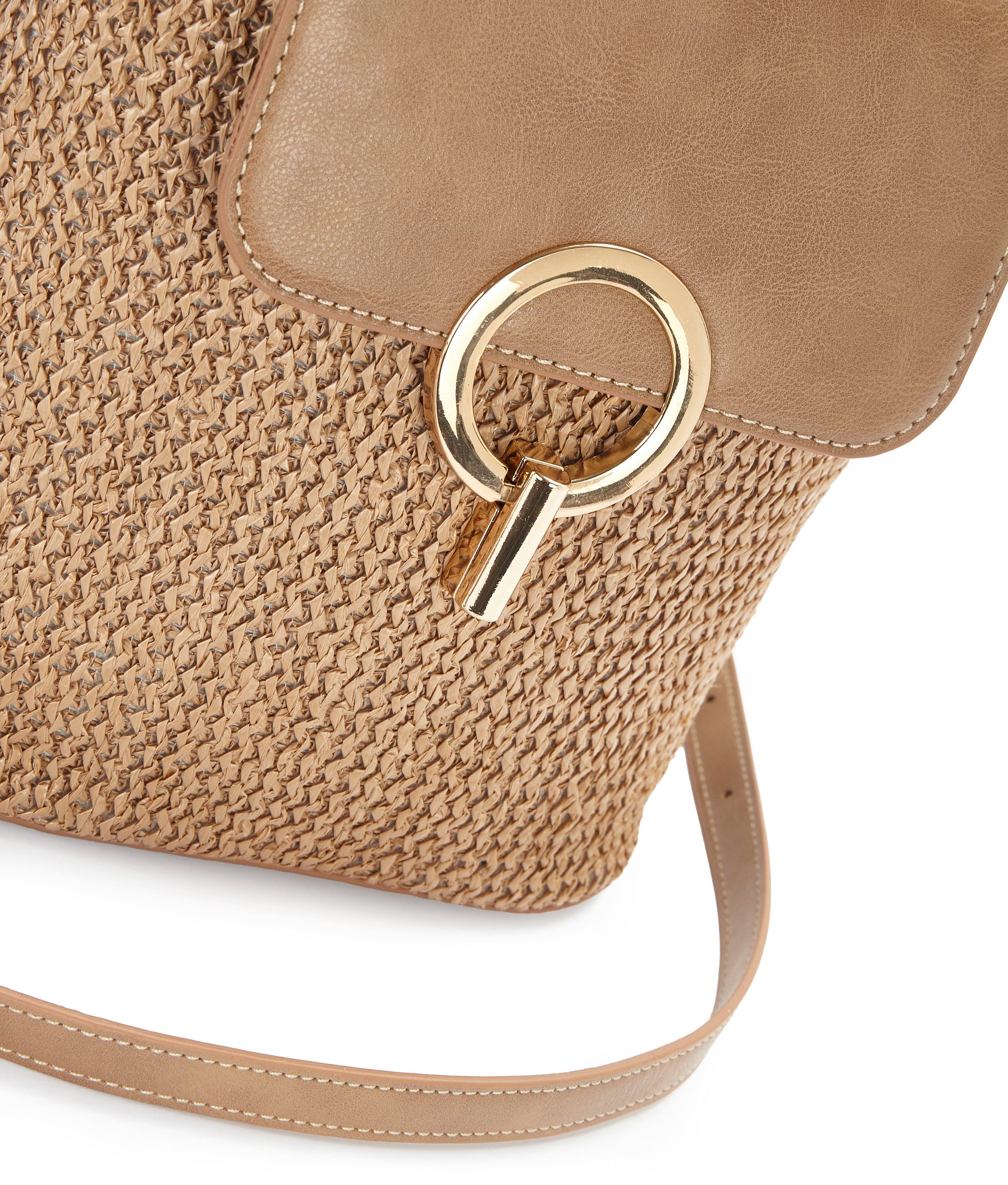 LASCANA Umhängetasche Schultertasche, Strandtasche, Tragetasche, Korbtasche, Bast-Optik VEGAN