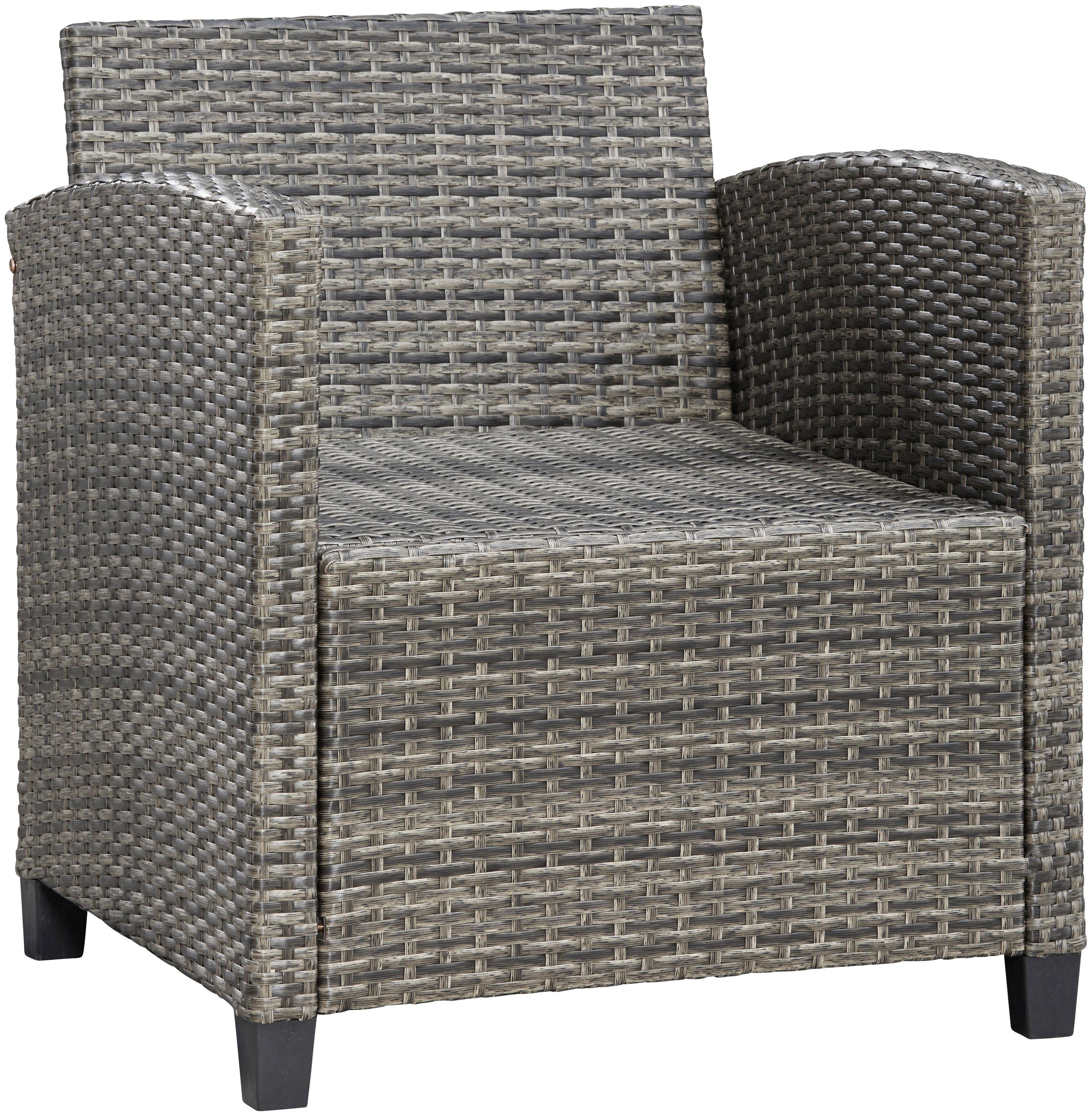 KONIFERA Gartenlounge-Set Amsterdam, (Set, 16-tlg., 1x 3er Sofa, 1x 2 Sessel, 2x Hocker, 1xTisch 144,5x74x67cm,Polyrattan), Stahl, Ablagefläche unter dem Tisch, Loungeset