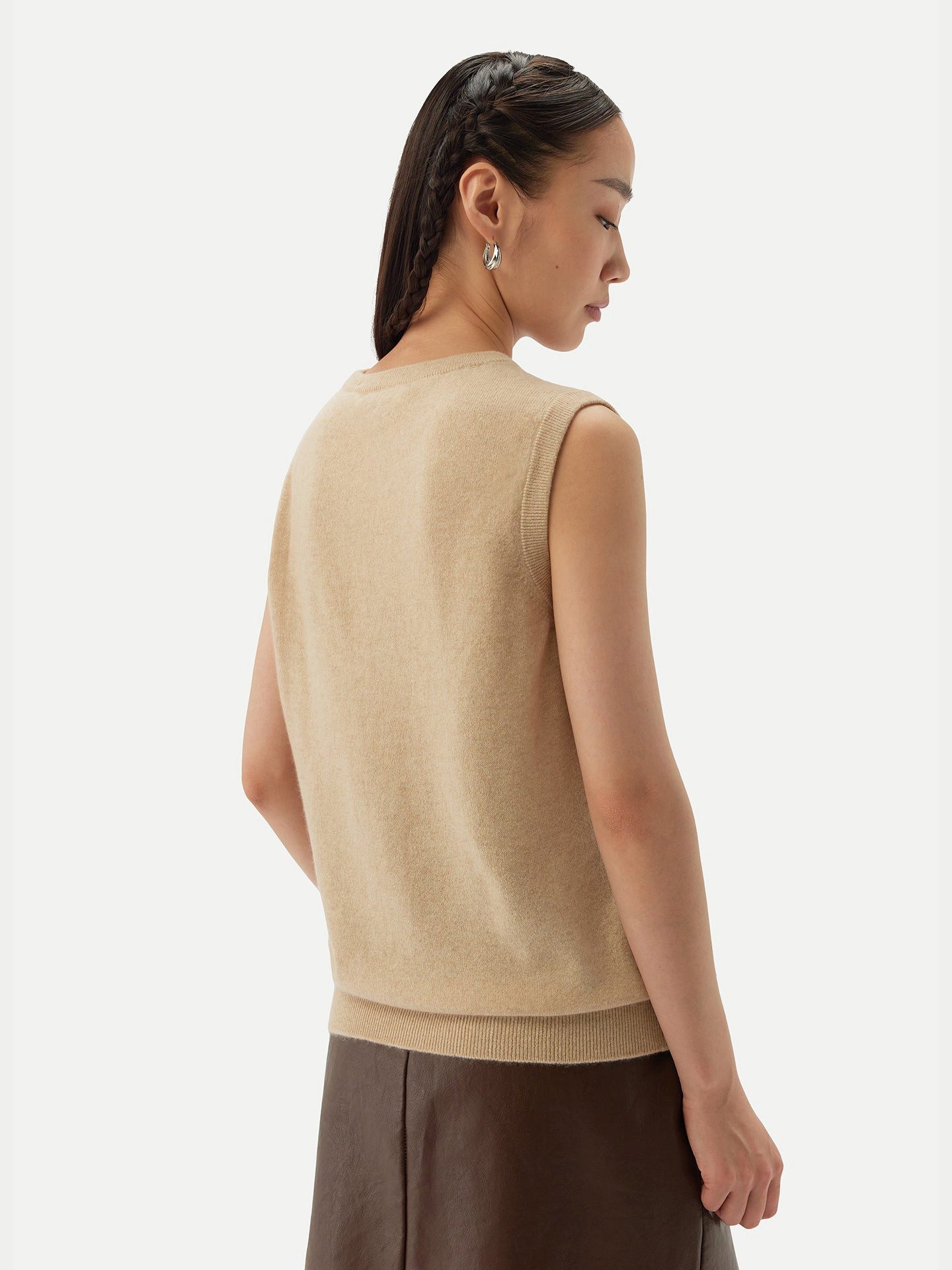 GOBI Cashmere Stricktop Damen Kaschmir-Weste mit Rundhalsausschnitt
